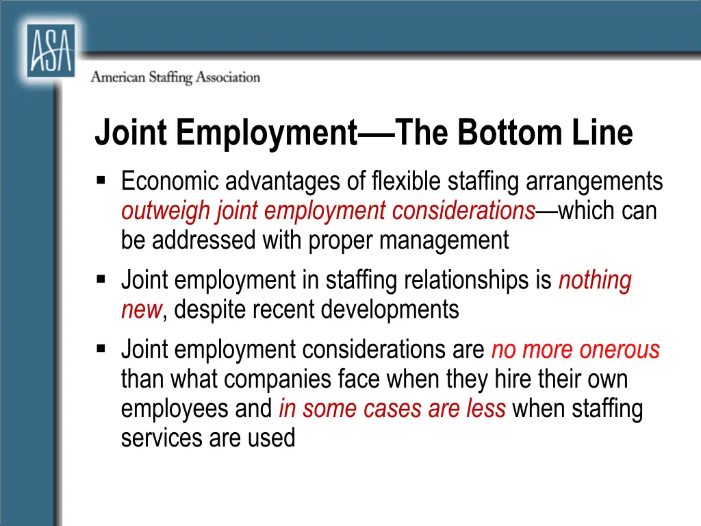 joint employment the bottom line economic