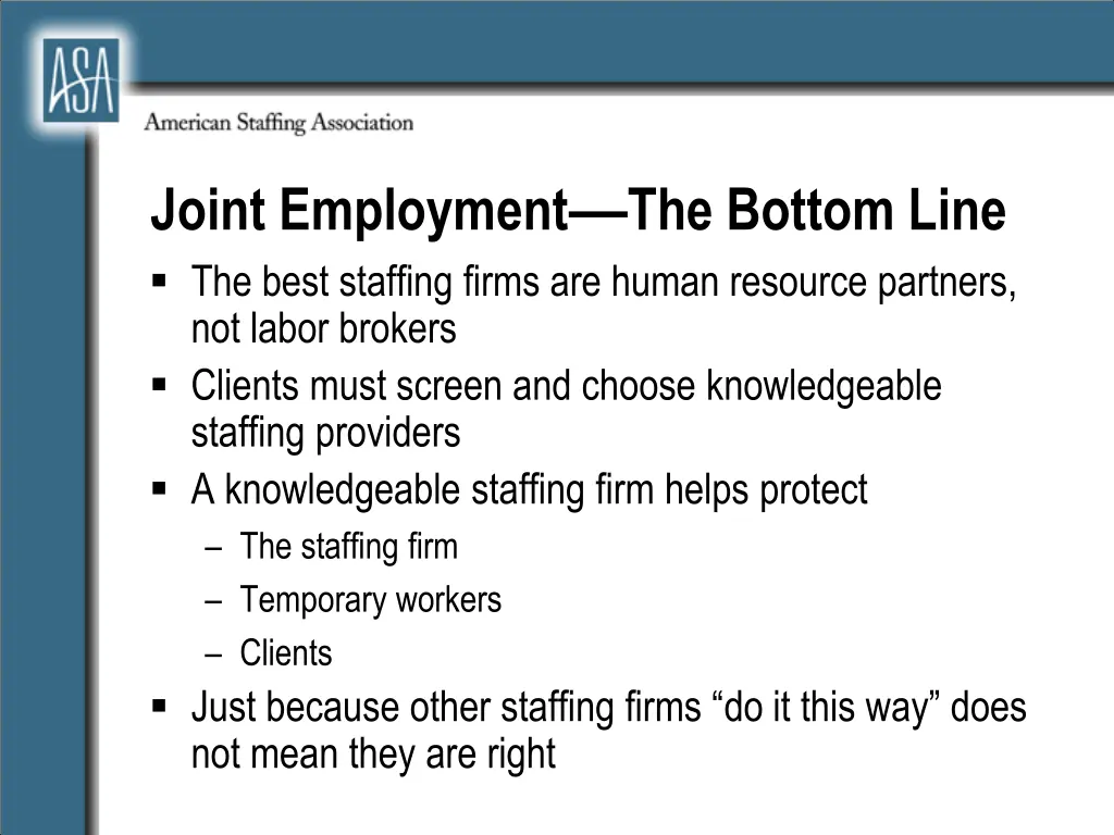 joint employment the bottom line the best