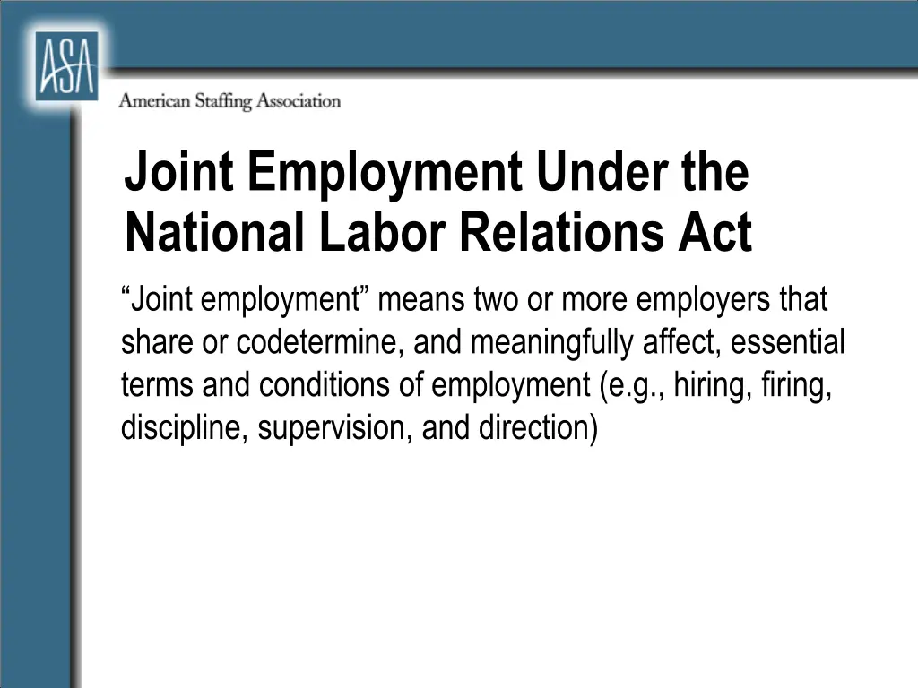 joint employment under the national labor