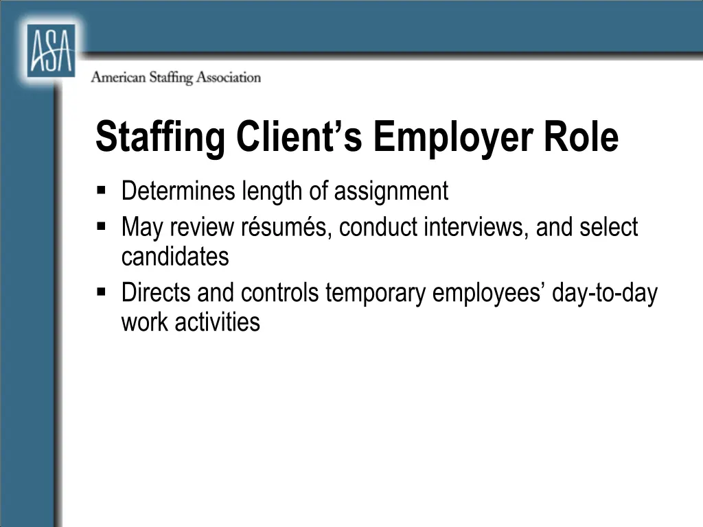 staffing client s employer role