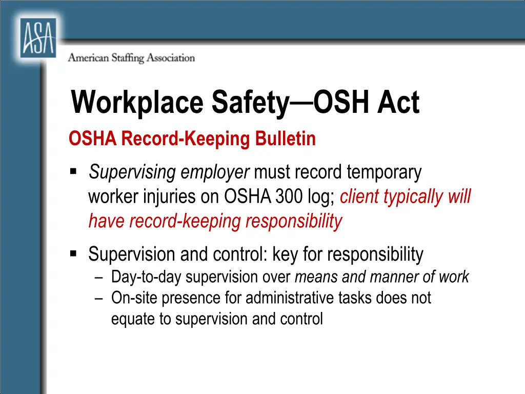 workplace safety osh act osha record keeping