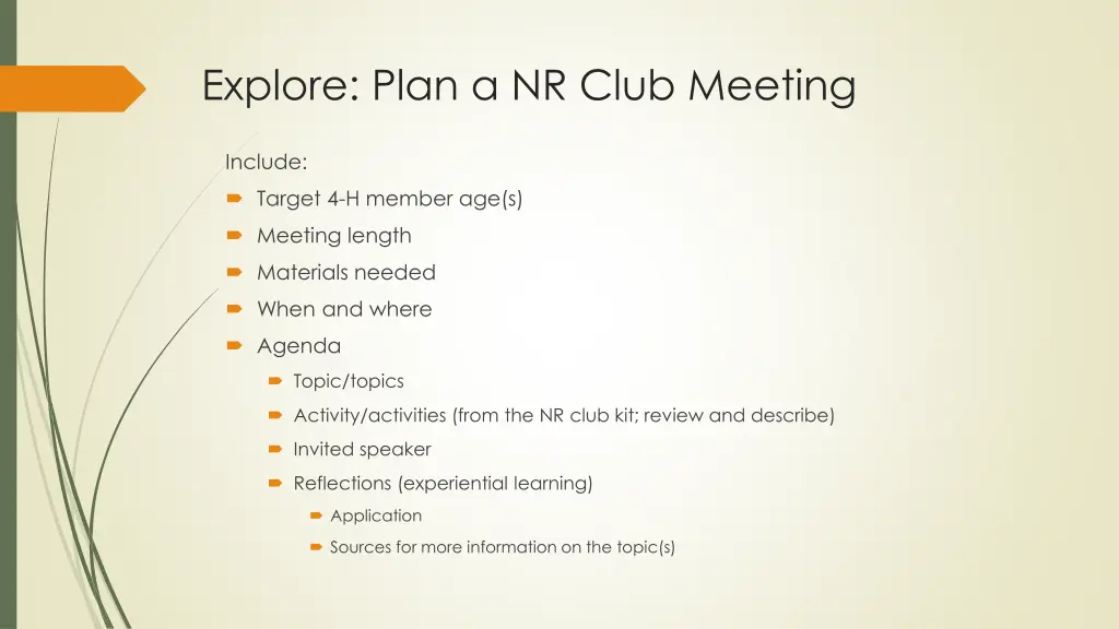 explore plan a nr club meeting