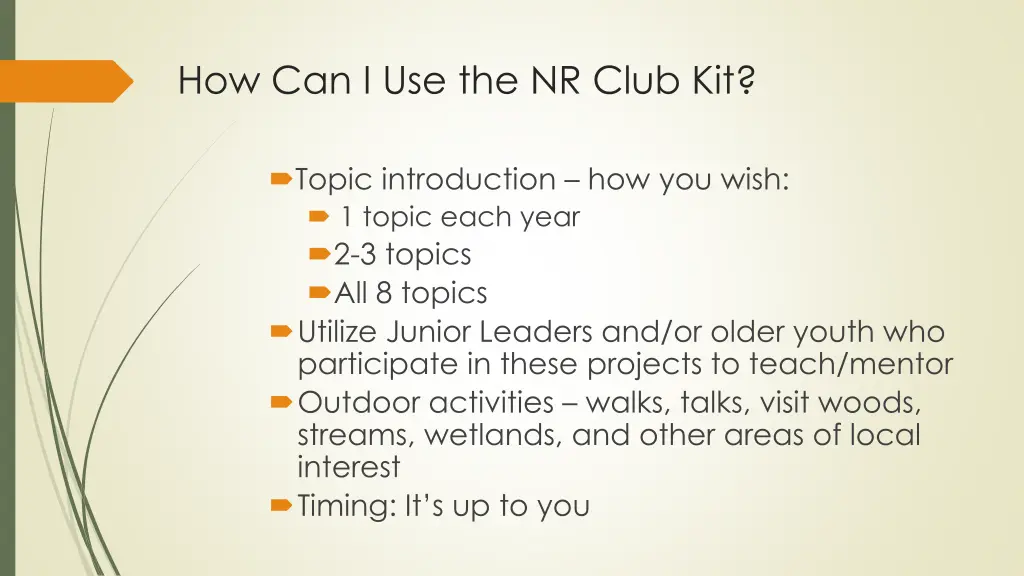 how can i use the nr club kit