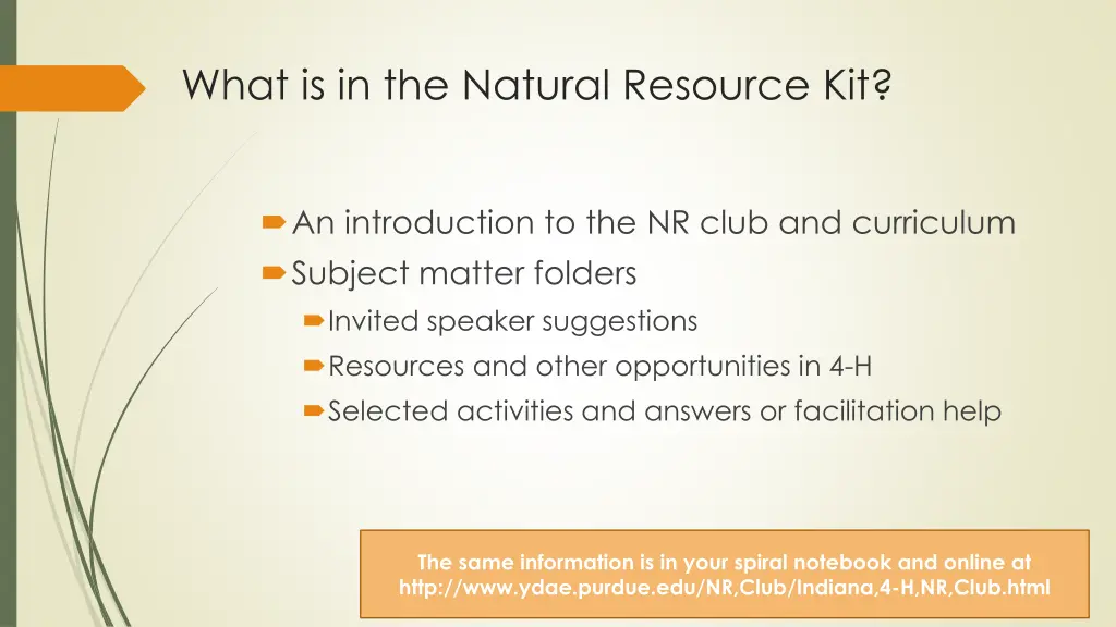 what is in the natural resource kit