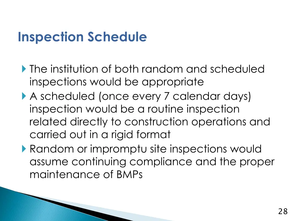 inspection schedule