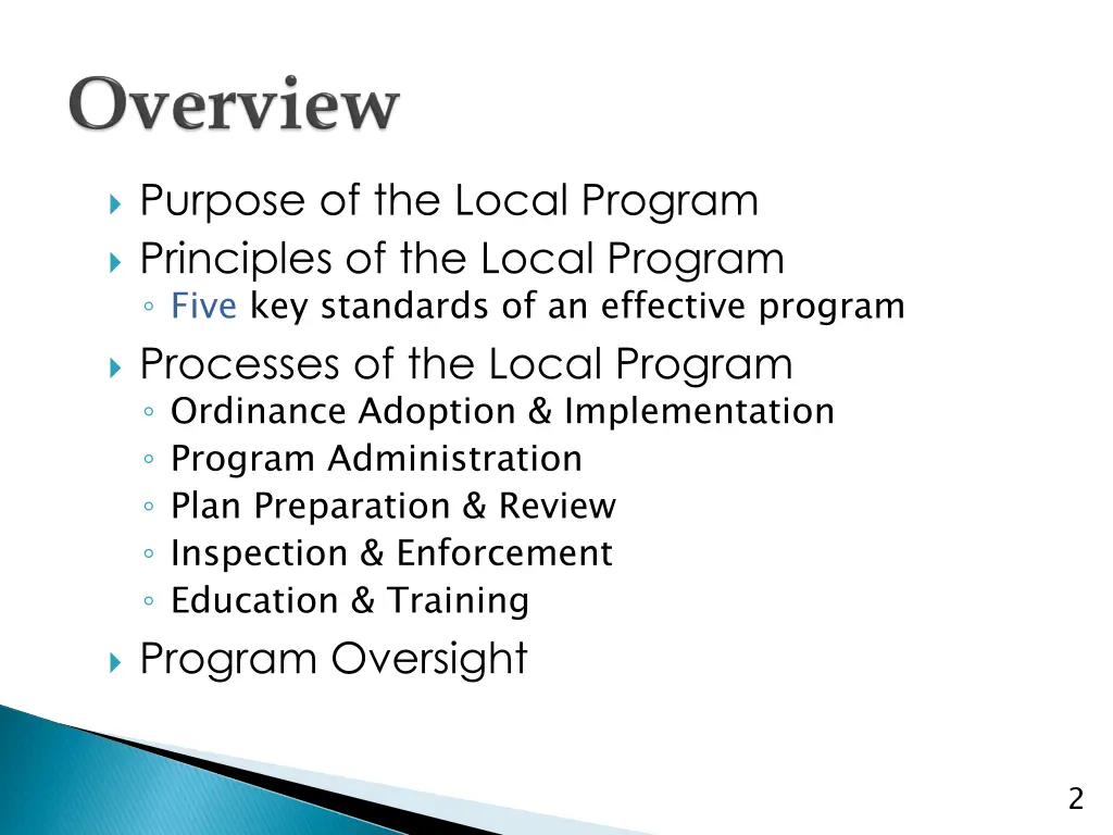 purpose of the local program principles