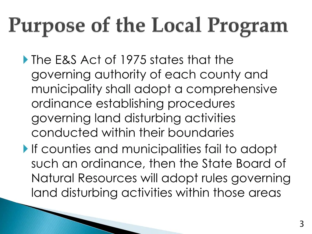 the e s act of 1975 states that the governing