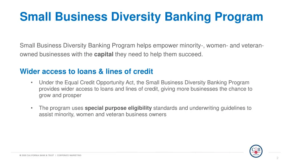 small business diversity banking program 1