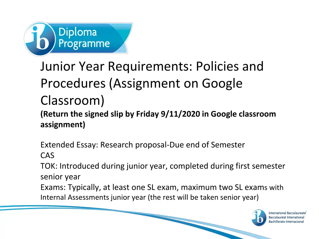 junior year requirements policies and procedures