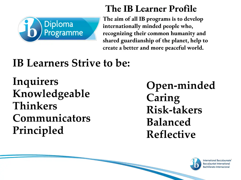 the ib learner profile the aim of all ib programs