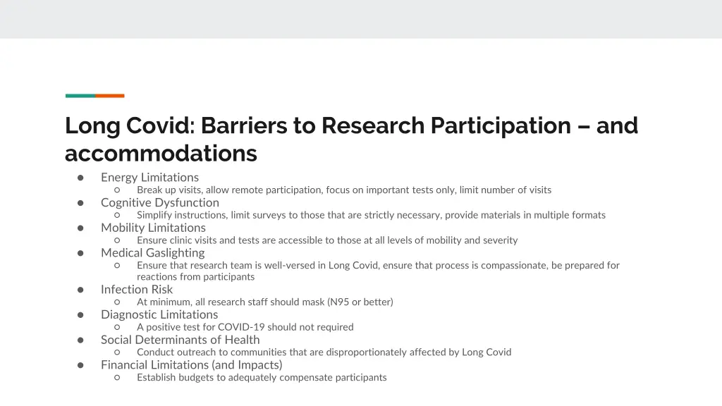 long covid barriers to research participation