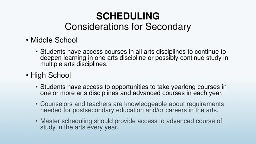 scheduling considerations for secondary middle