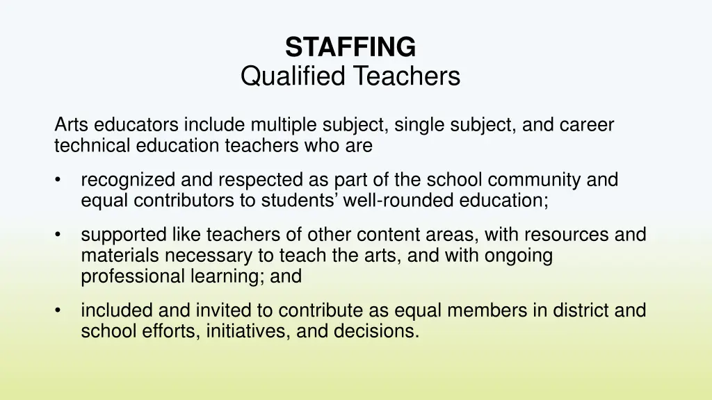 staffing qualified teachers