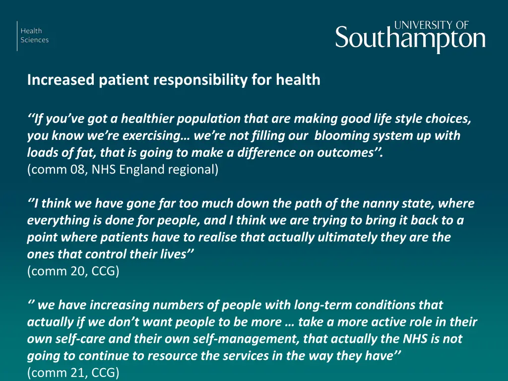 increased patient responsibility for health