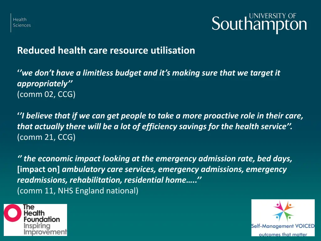 reduced health care resource utilisation