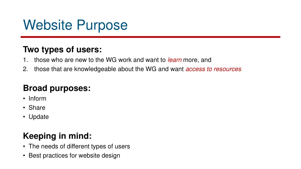 website purpose