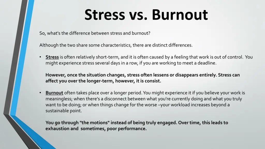 stress vs burnout