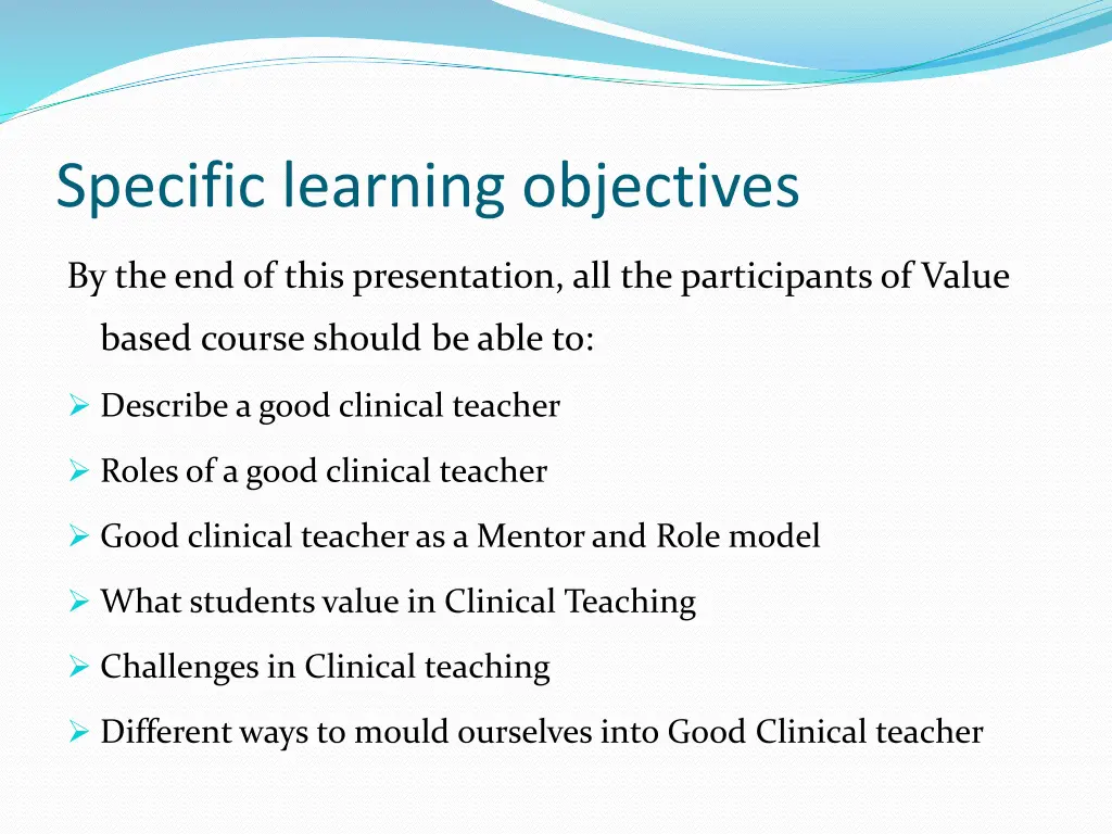 specific learning objectives