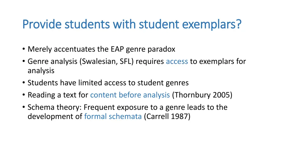 provide students with student exemplars provide