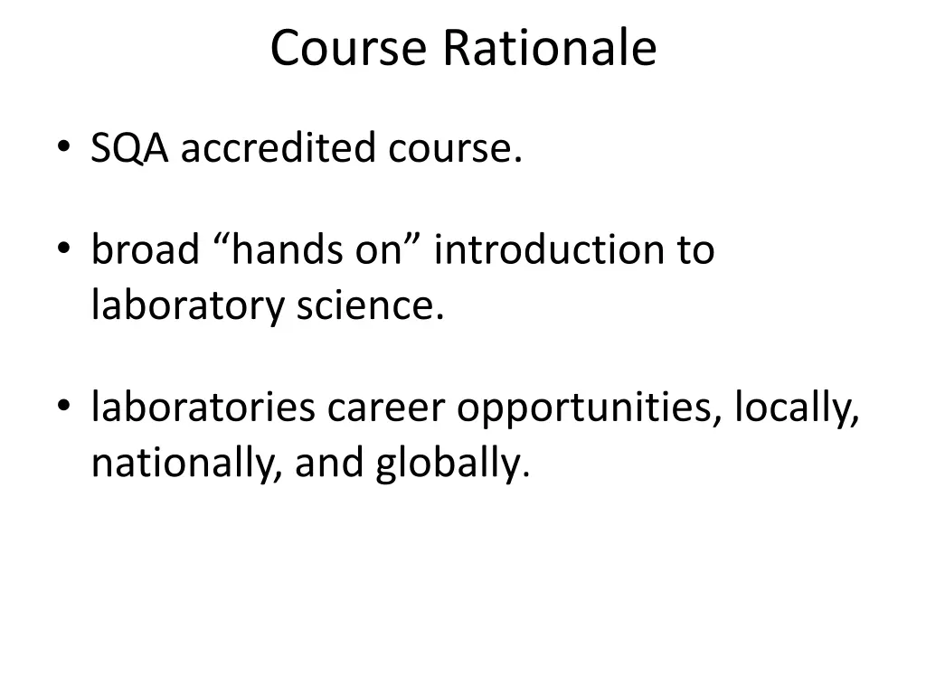 course rationale