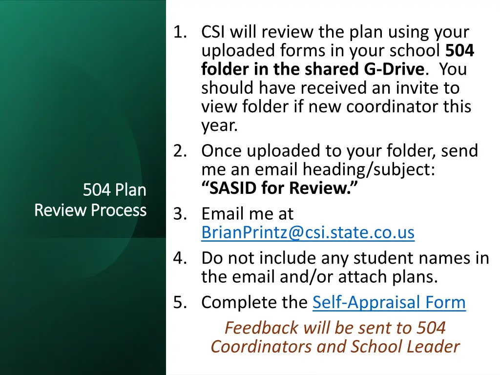 1 csi will review the plan using your uploaded