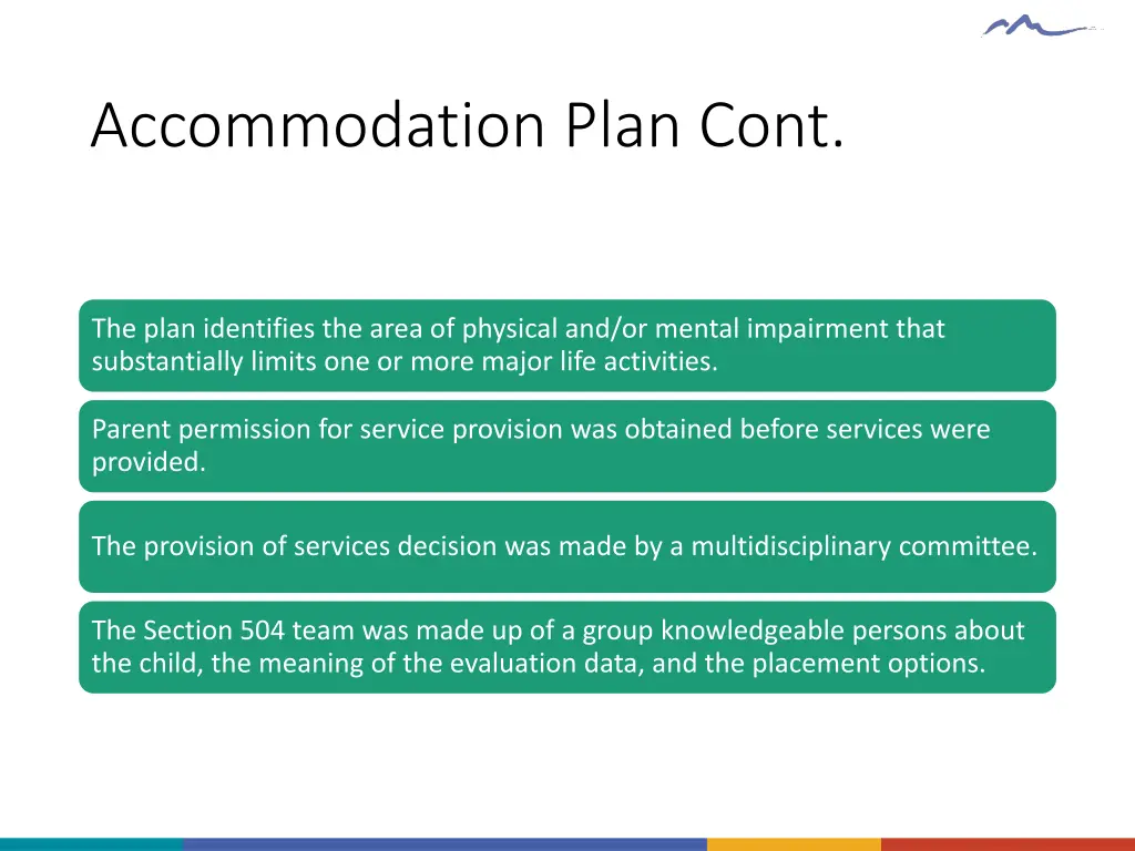 accommodation plan cont