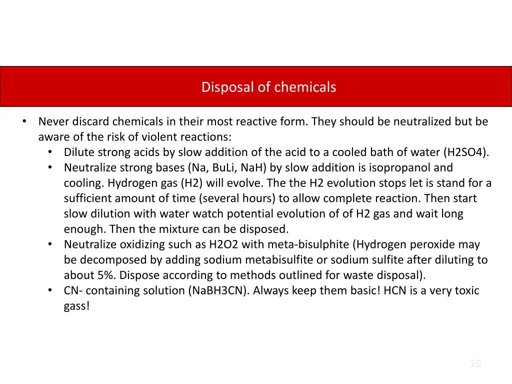 disposal of chemicals