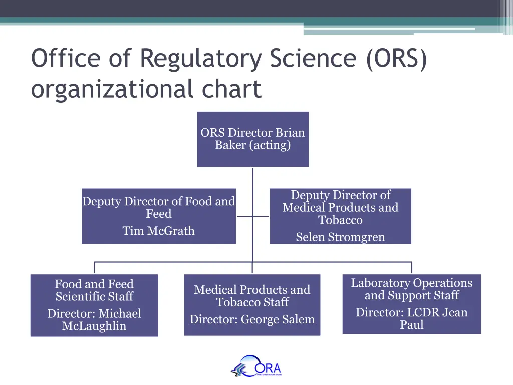 office of regulatory science ors organizational