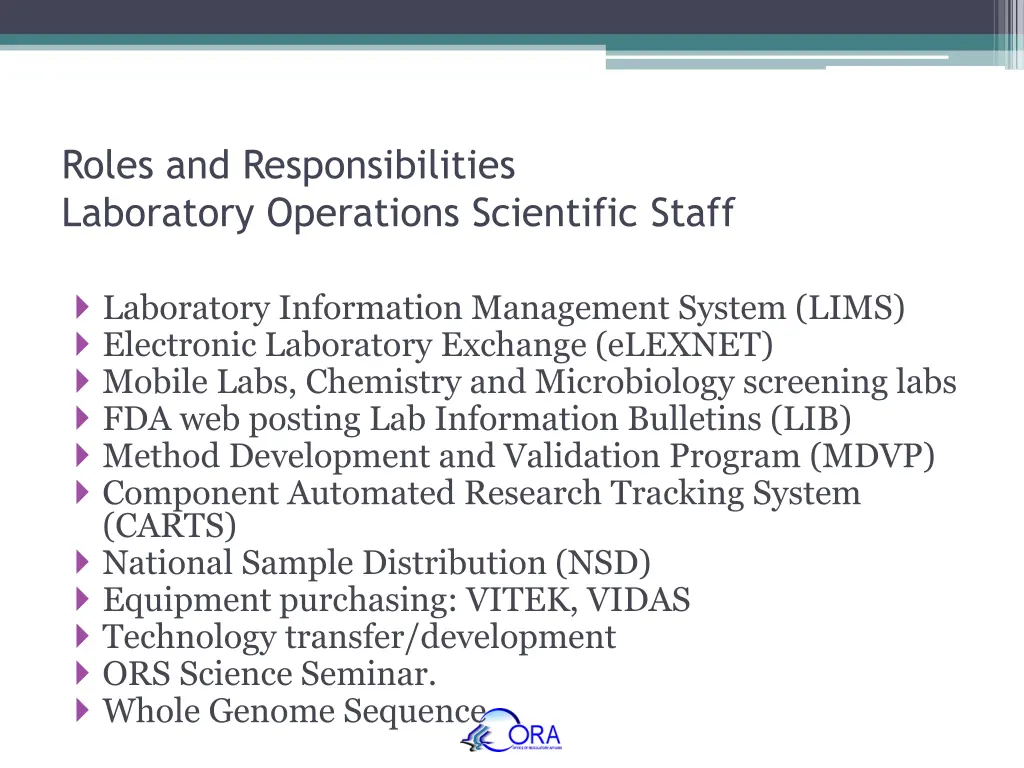 roles and responsibilities laboratory operations