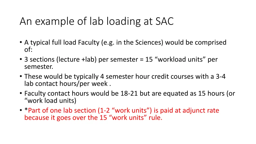 an example of lab loading at sac