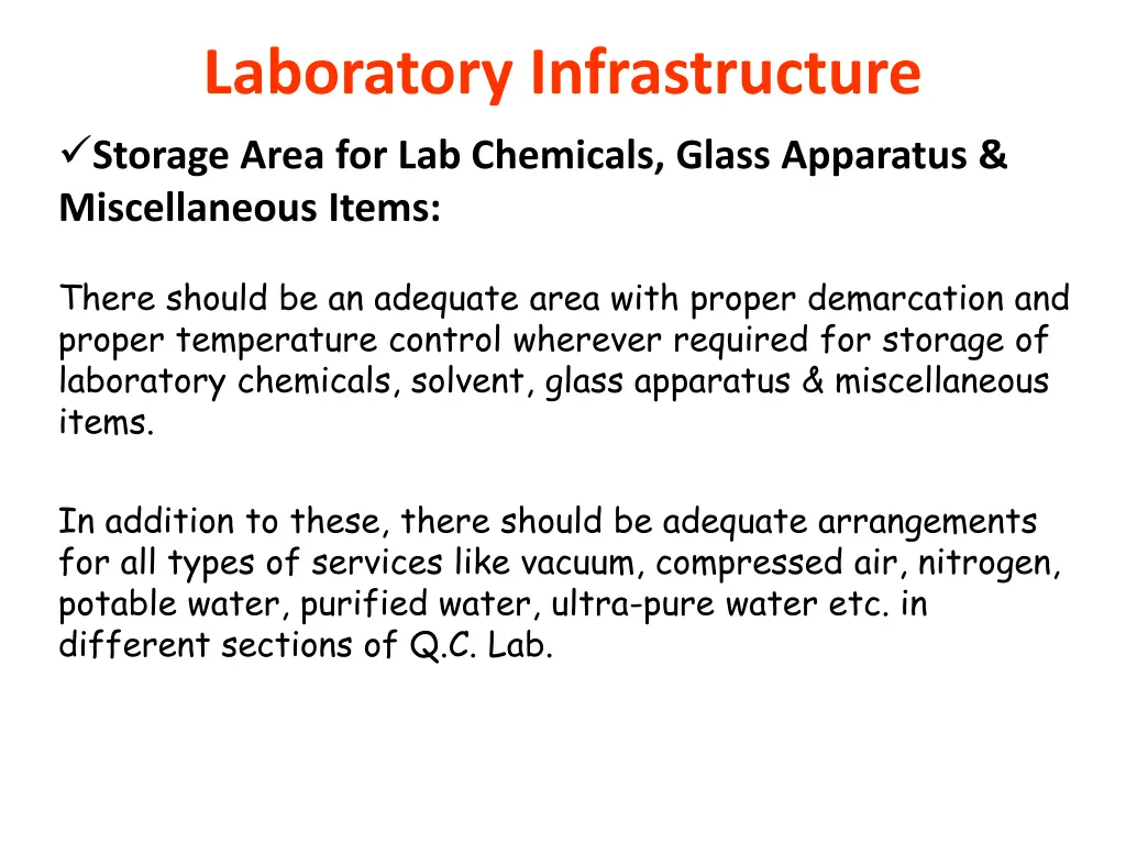 laboratory infrastructure storage area