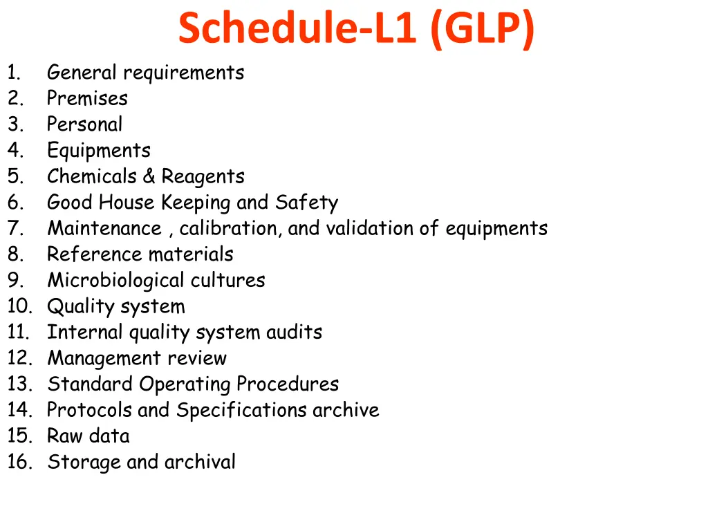 schedule l1 glp general requirements premises