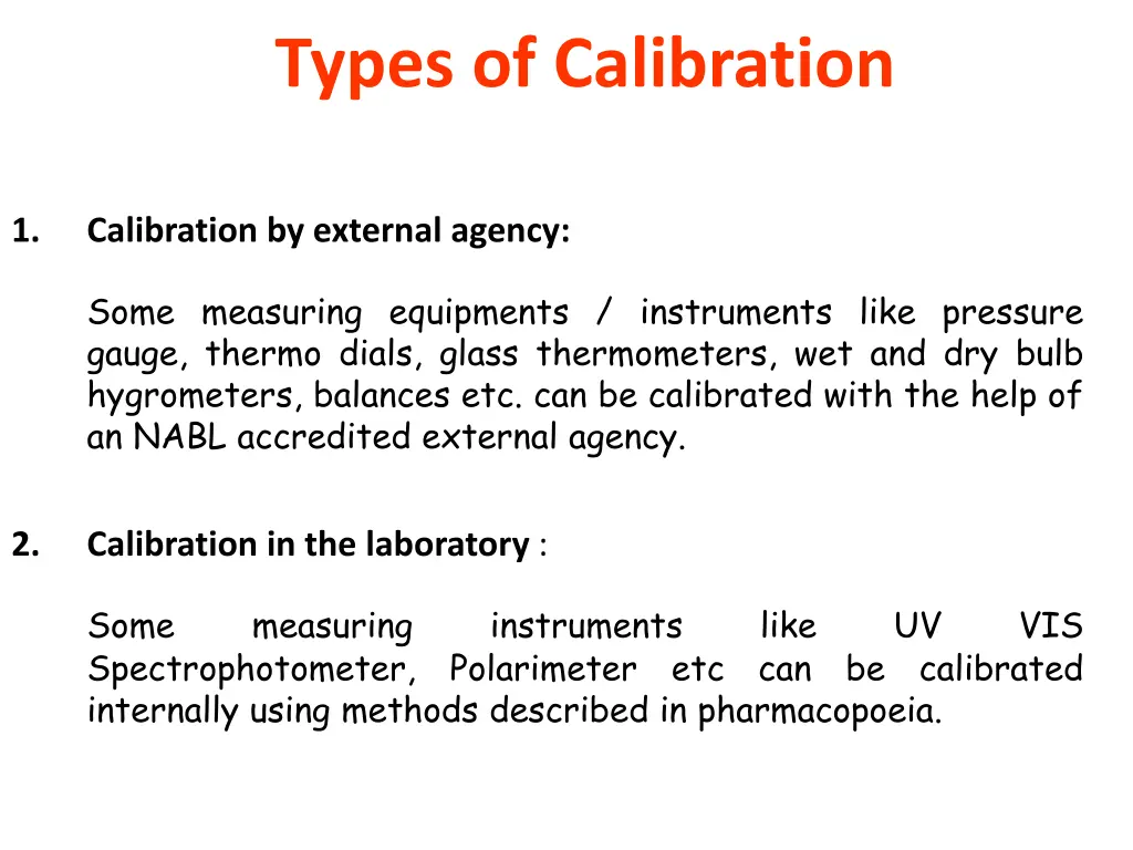 types of calibration