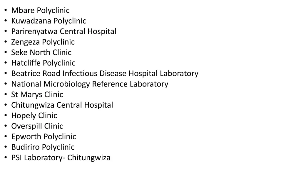 mbare polyclinic kuwadzana polyclinic