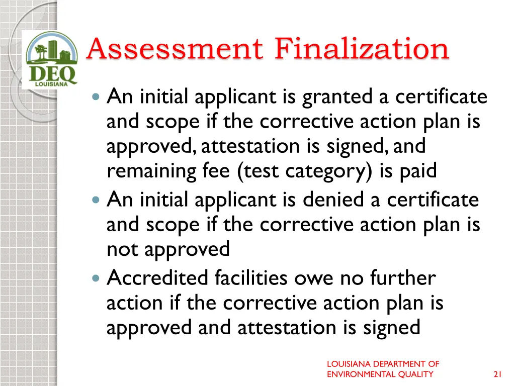 assessment finalization