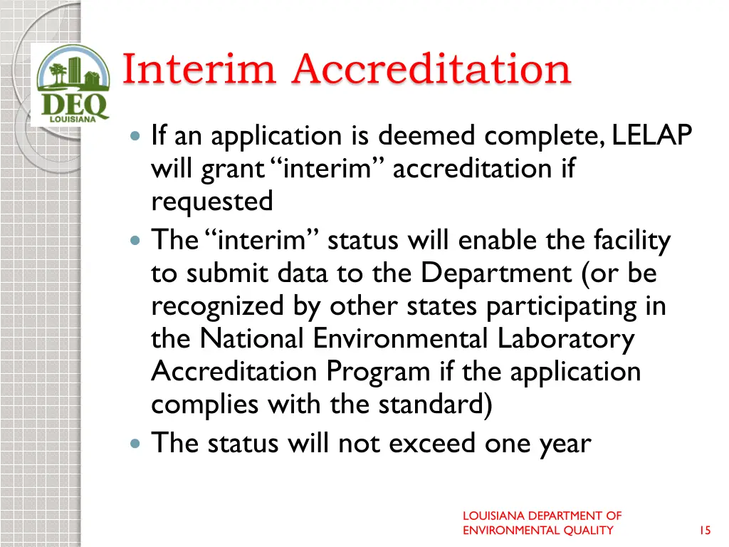 interim accreditation