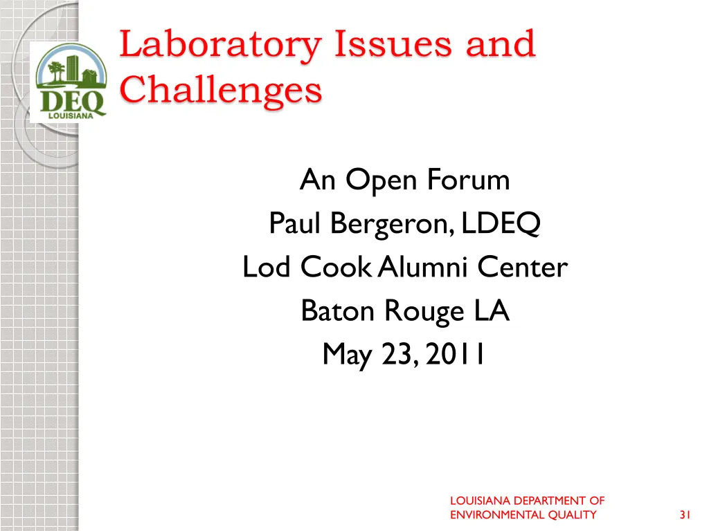 laboratory issues and challenges