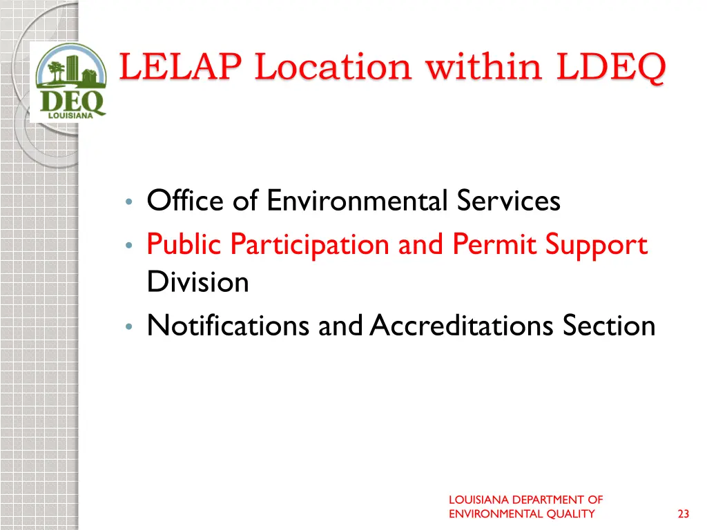 lelap location within ldeq