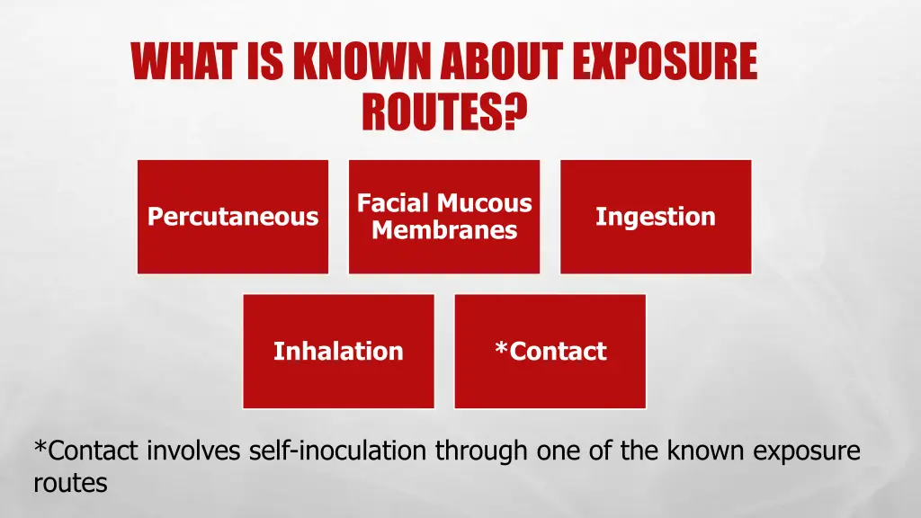 what is known about exposure routes