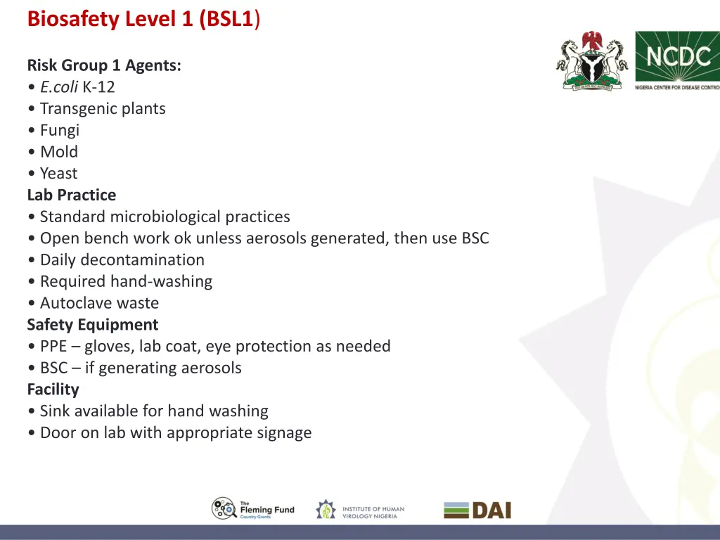 biosafety level 1 bsl1