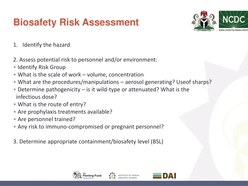 biosafety risk assessment