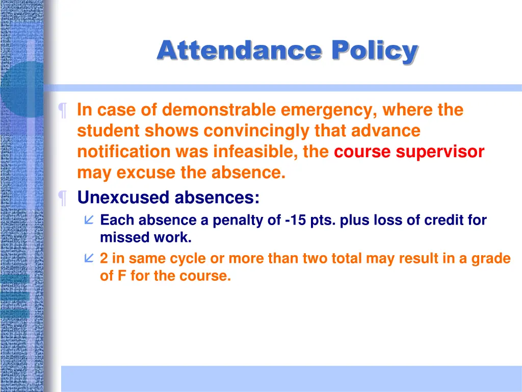 attendance policy 2