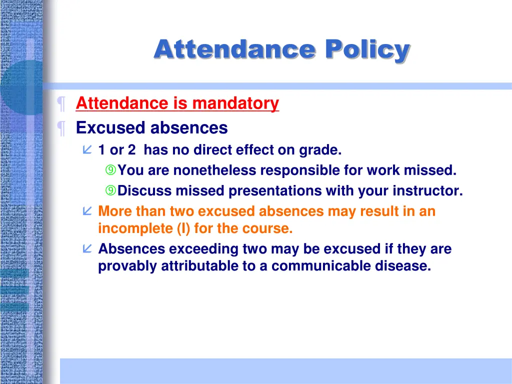 attendance policy