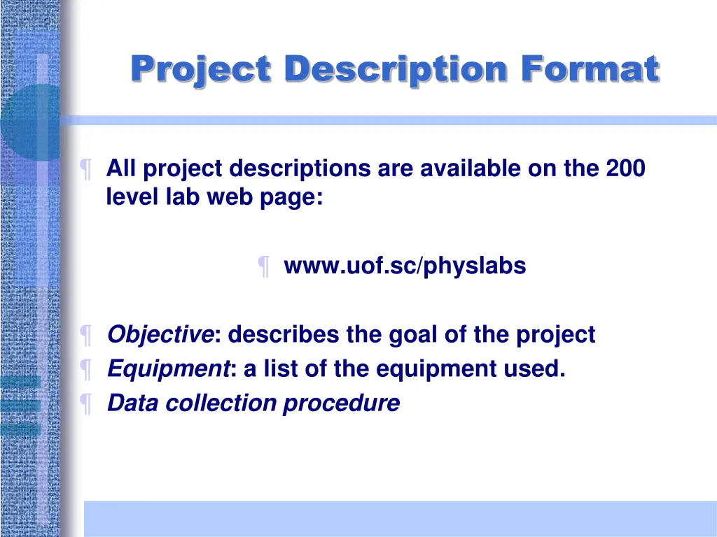 project description format