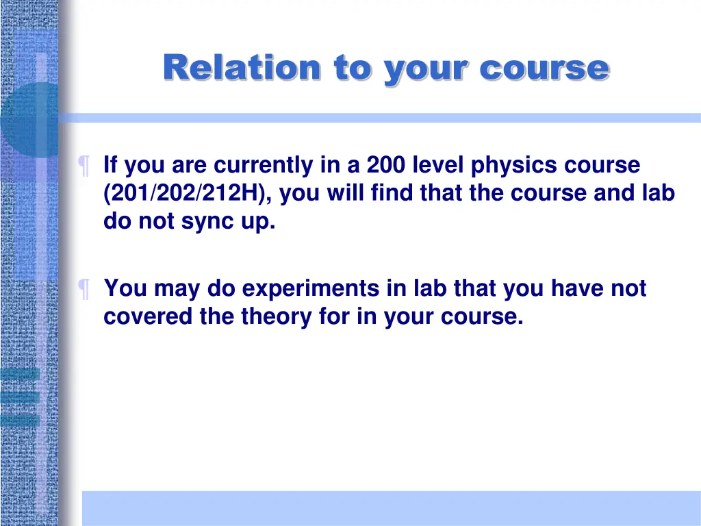 relation to your course