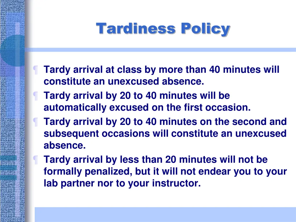 tardiness policy