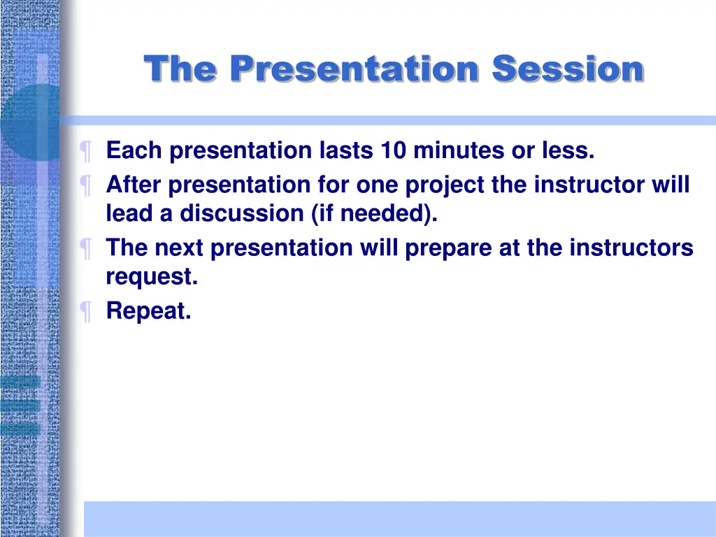 the presentation session