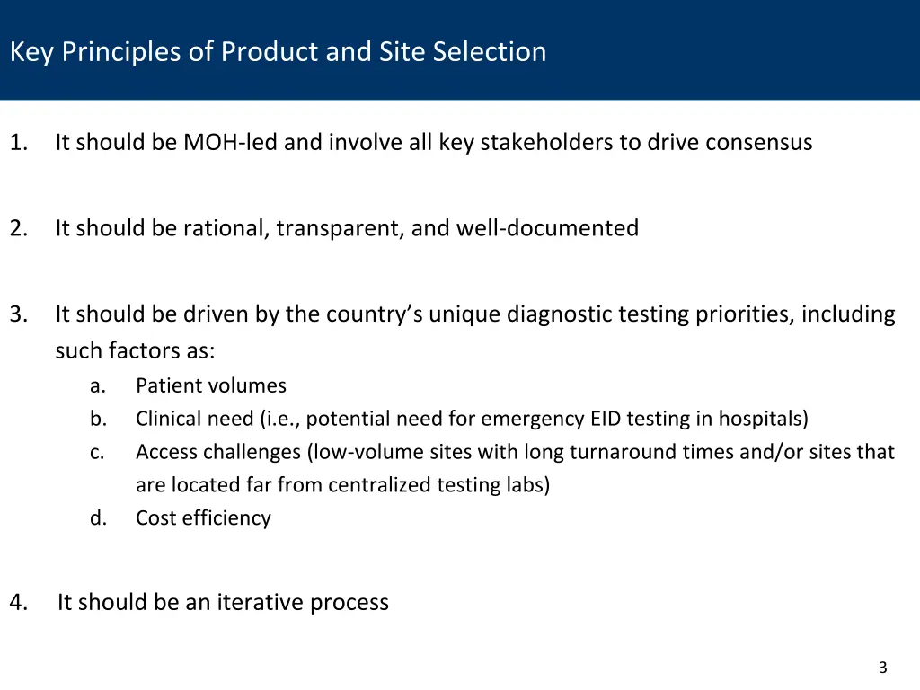 key principles of product and site selection