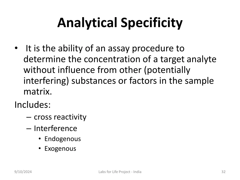 analytical specificity