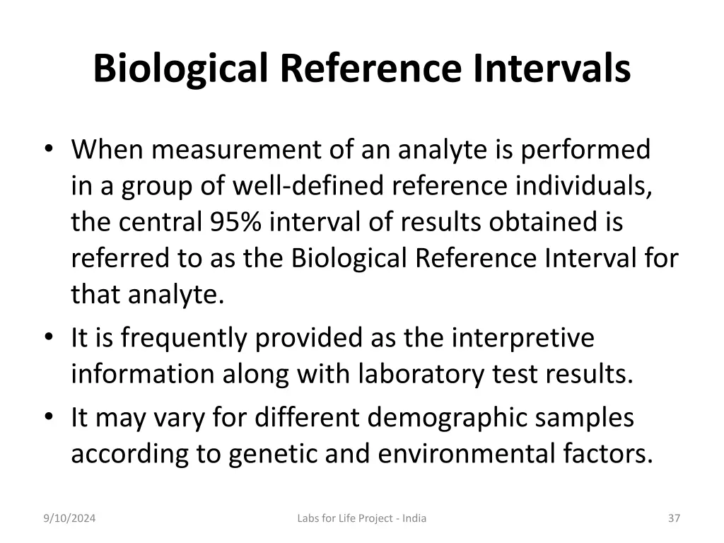 biological reference intervals